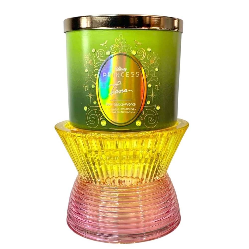 WHITE BARN Faceted Glass 3 Wick Candle Pedestal Holder